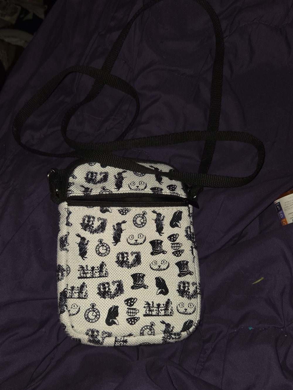 Alice In Wonderland Black and White Patterned Crossbody Mini Bag